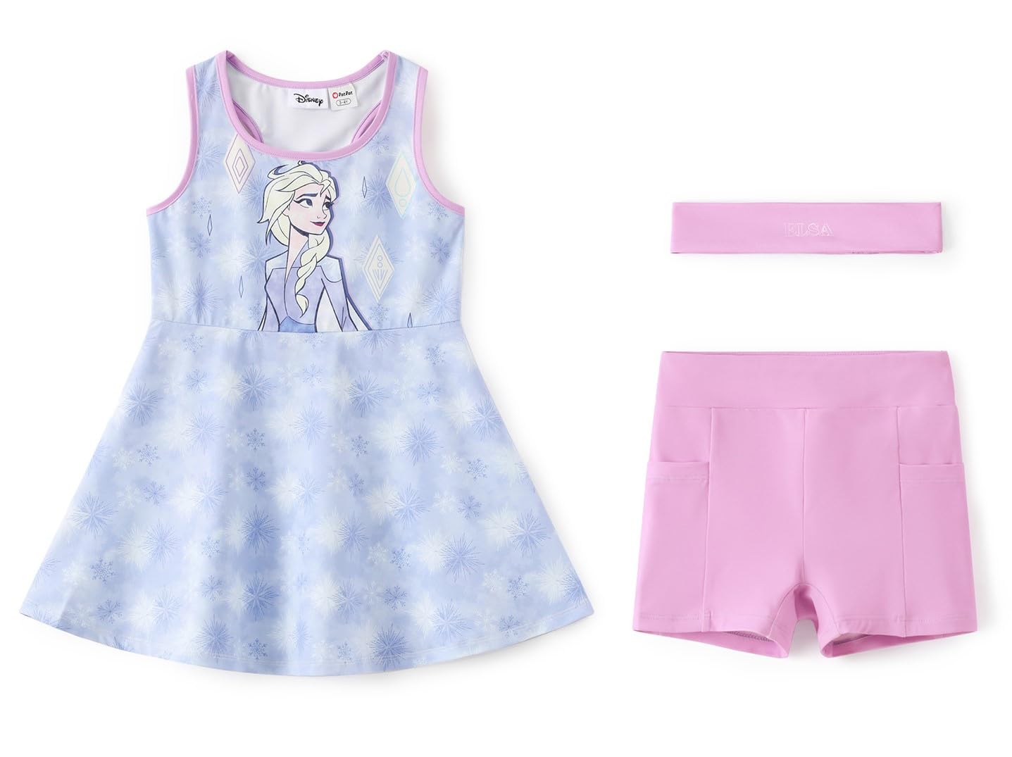 Disney Girls Athletic Dress, Tennis Golf Dress with Headband &amp; Shorts, 2-9Y