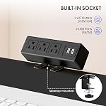 FLEXISPOT EN2 Bureau de standing entier avec bande d'alimentation de pince, 55 x 28 Bureau réglable en hauteur électrique avec gestion de câble (Cadre noir) + 55" Bureau Rustique Brown, 2 Emballages)