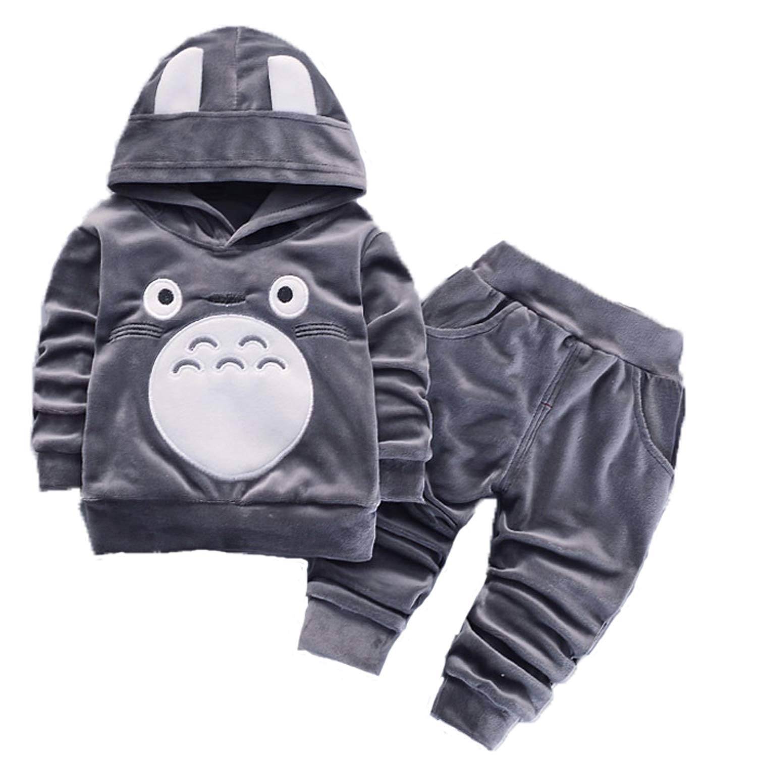 Baby Totoro Clothes Set Velvet Hooded Sweatshirt with Pants for Boys Girls