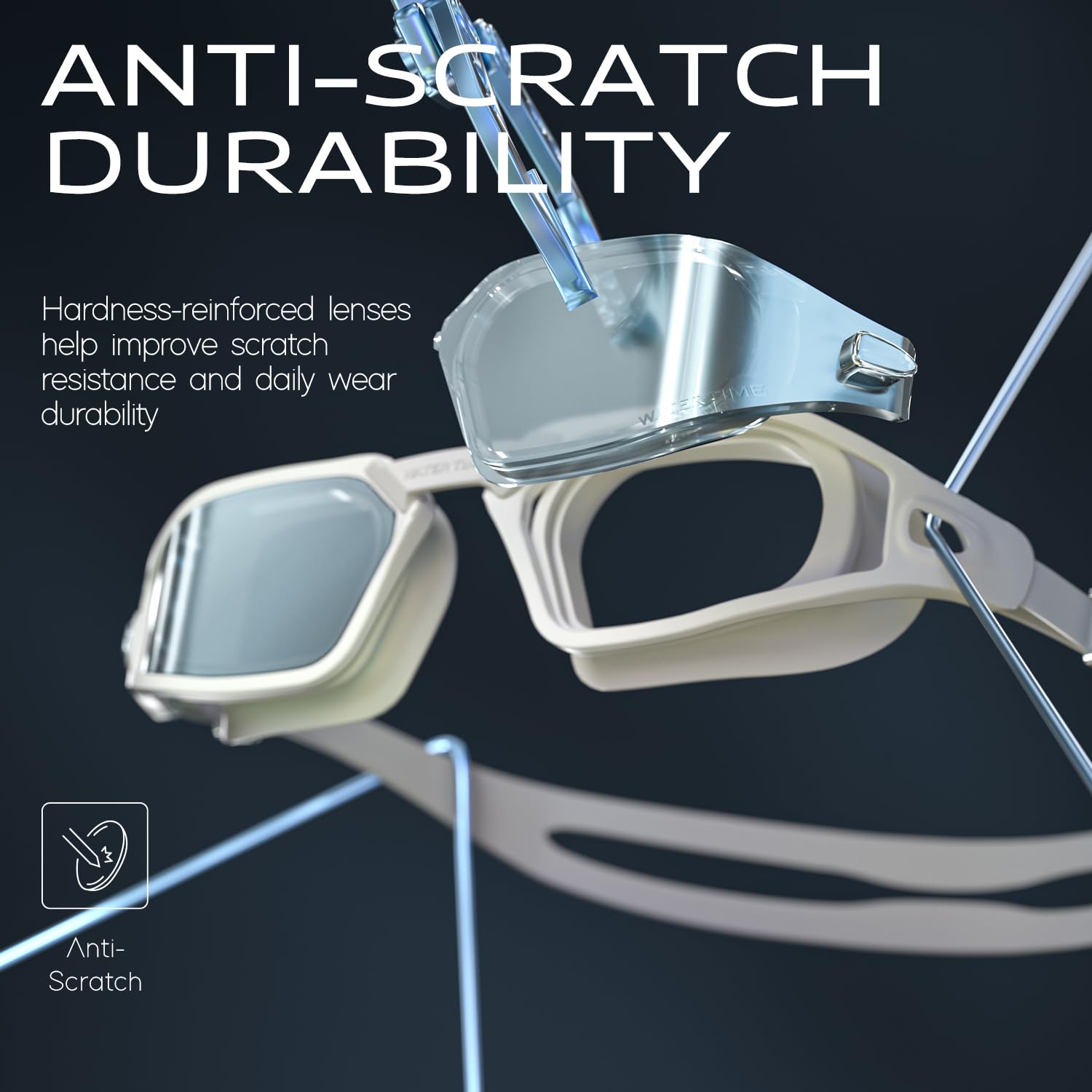 Occhialini da nuoto polarizzati unisex, per donne, uomini, ragazzi, ragazze, 100% anti-appannamento e anti-UV, occhiali alla moda (bianco)