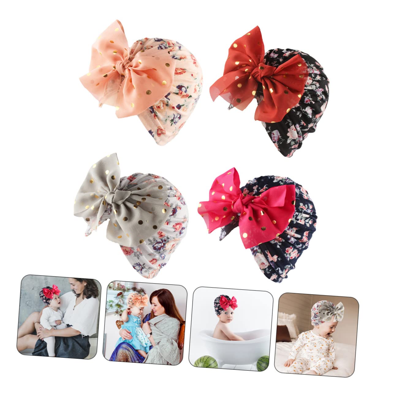 CALLARON Sombrero Juguetes Gorro Bebés Tapa Piscina Capó para Bandana Bebe Bandanas Bebe Turbante Bebé Chic para Gorra con Lazo Tocados Infantiles Poliéster Algodón