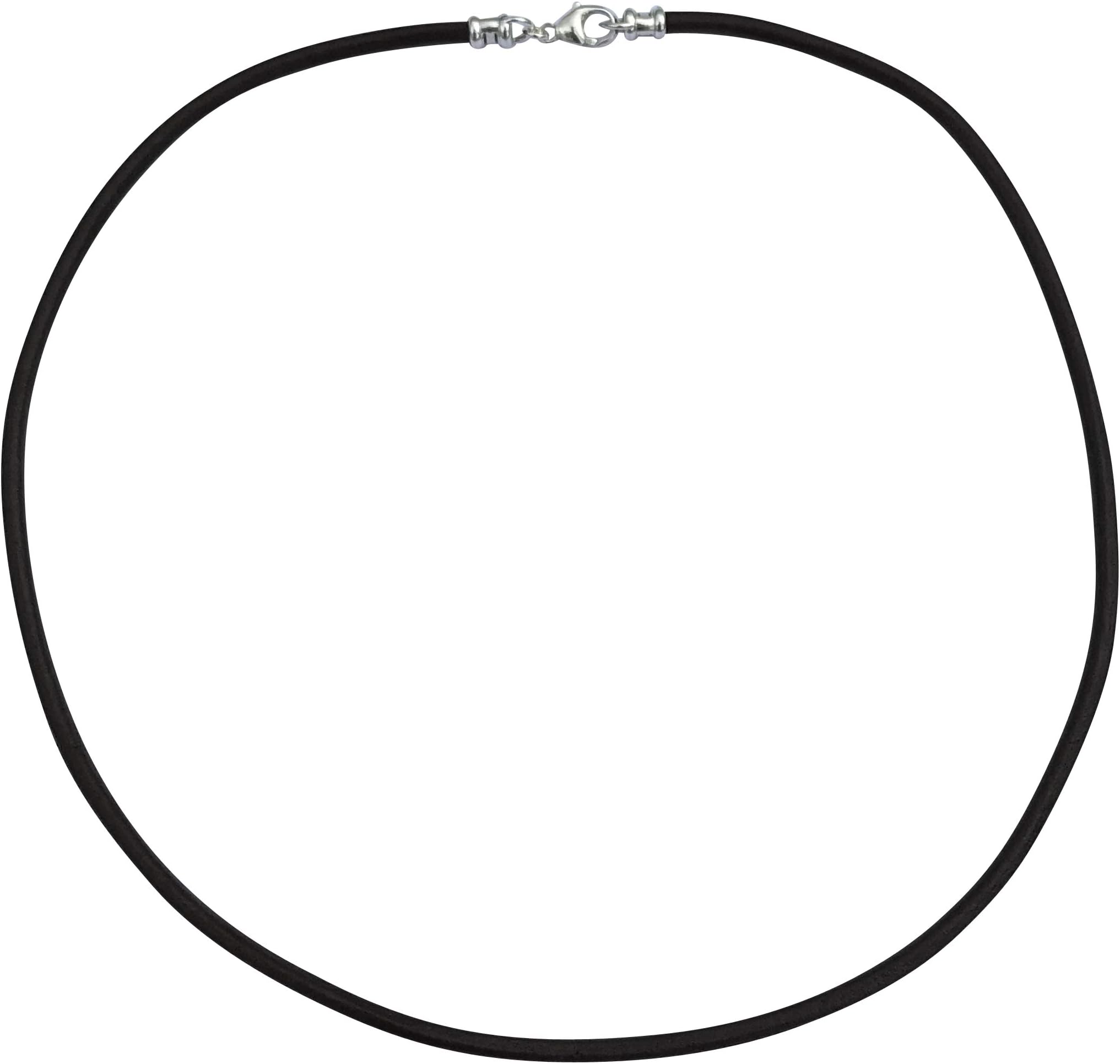 Sterling Silver 3mm Thick Black Leather Cord Necklace