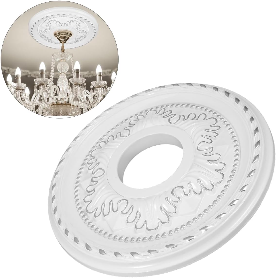 Ceiling Medallion 12 Inch, STOBAZA Ceiling Medallions for Light Fixtures, Victorian Style Ceiling Fan Medallion for Home Pendant Light Decoration