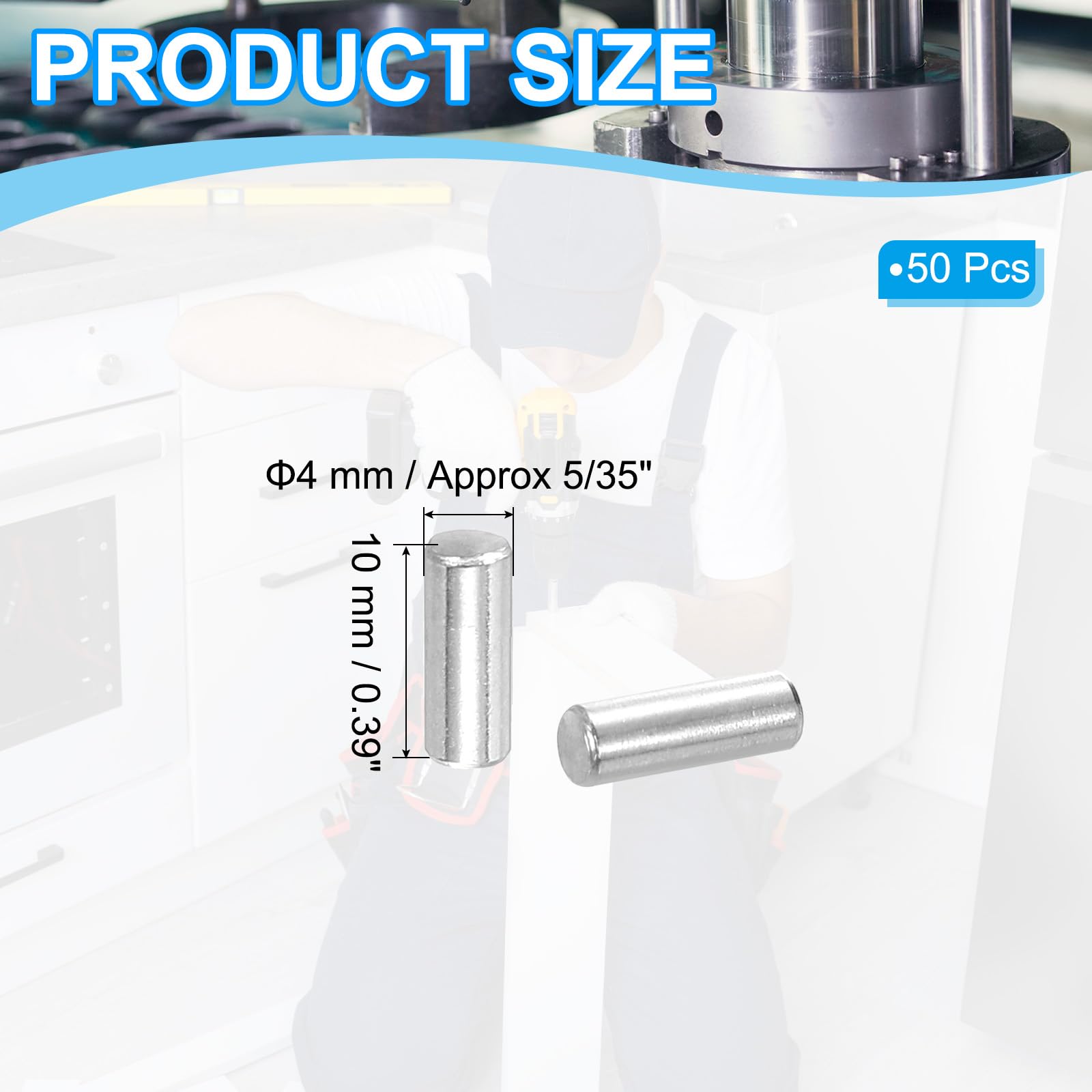 PATIKIL 304 Stainless Steel Dowel Pin 4x10 mm (5/35" Dia) - Image 2