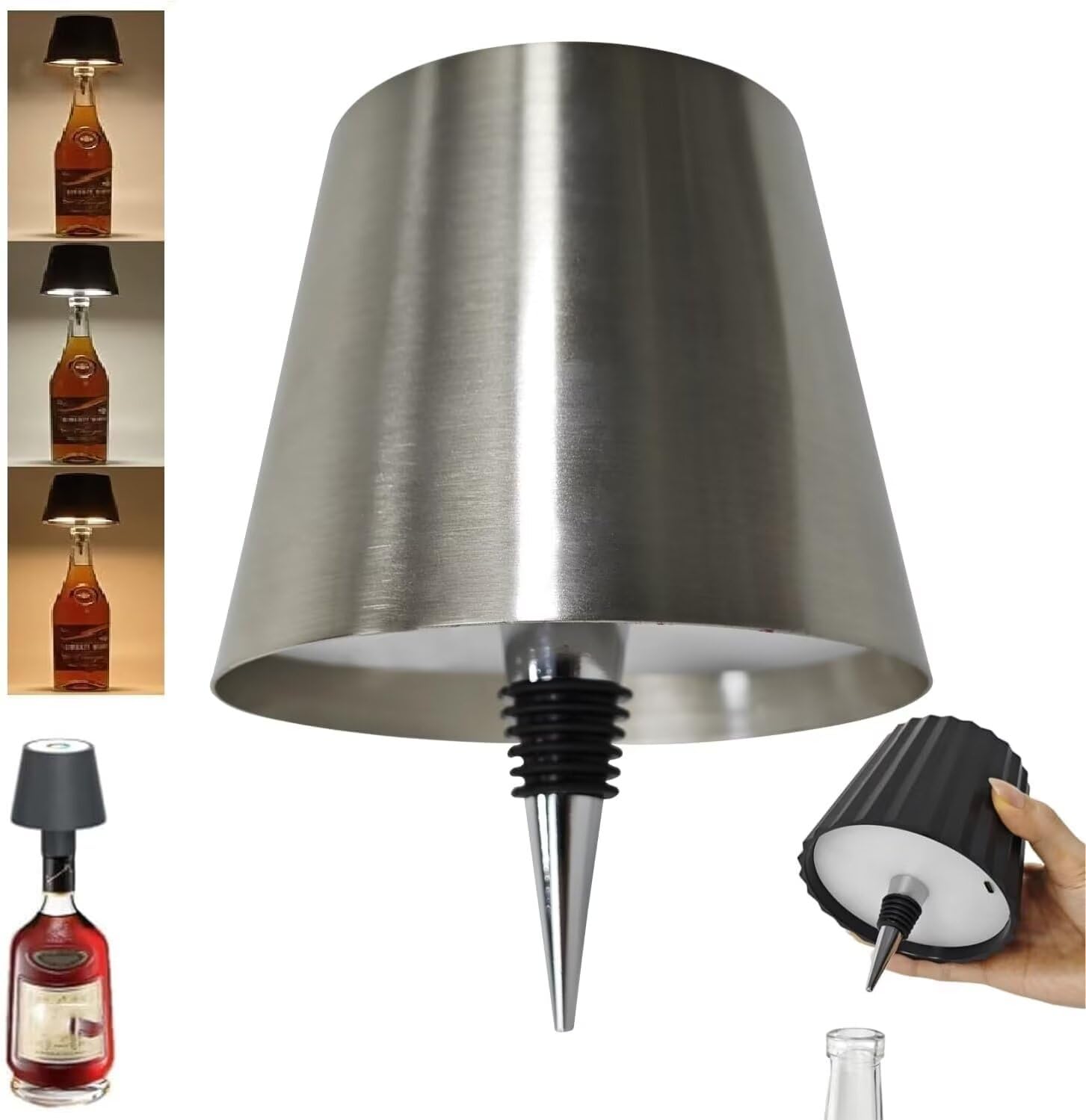 ARRITS Pridola Wireless Bottle Lamp, Portable LED Wireless Wine Bottle Light Head, RGB/3 Color Stepless Dimming Pridola Bottle Lamp, Rechargeable Touch Lamp Bar Lamp for Any Bottle — image 1