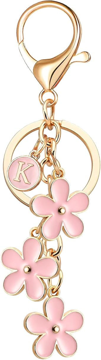 OUMILAN Flower Initial Letter Keychain Bag Charms for Women | Cute Charms for Purse,Girls Handbag Charms,Keychain for Backpack