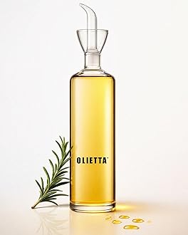 Olietta Olive Oil Dispenser Bottle Borosilicate Glass - Non Drip Oil Dispenser for Kitchen, Leak Proof Vinegar Drizzler Cruet, Easy Clean, 17 Ounces, Modern