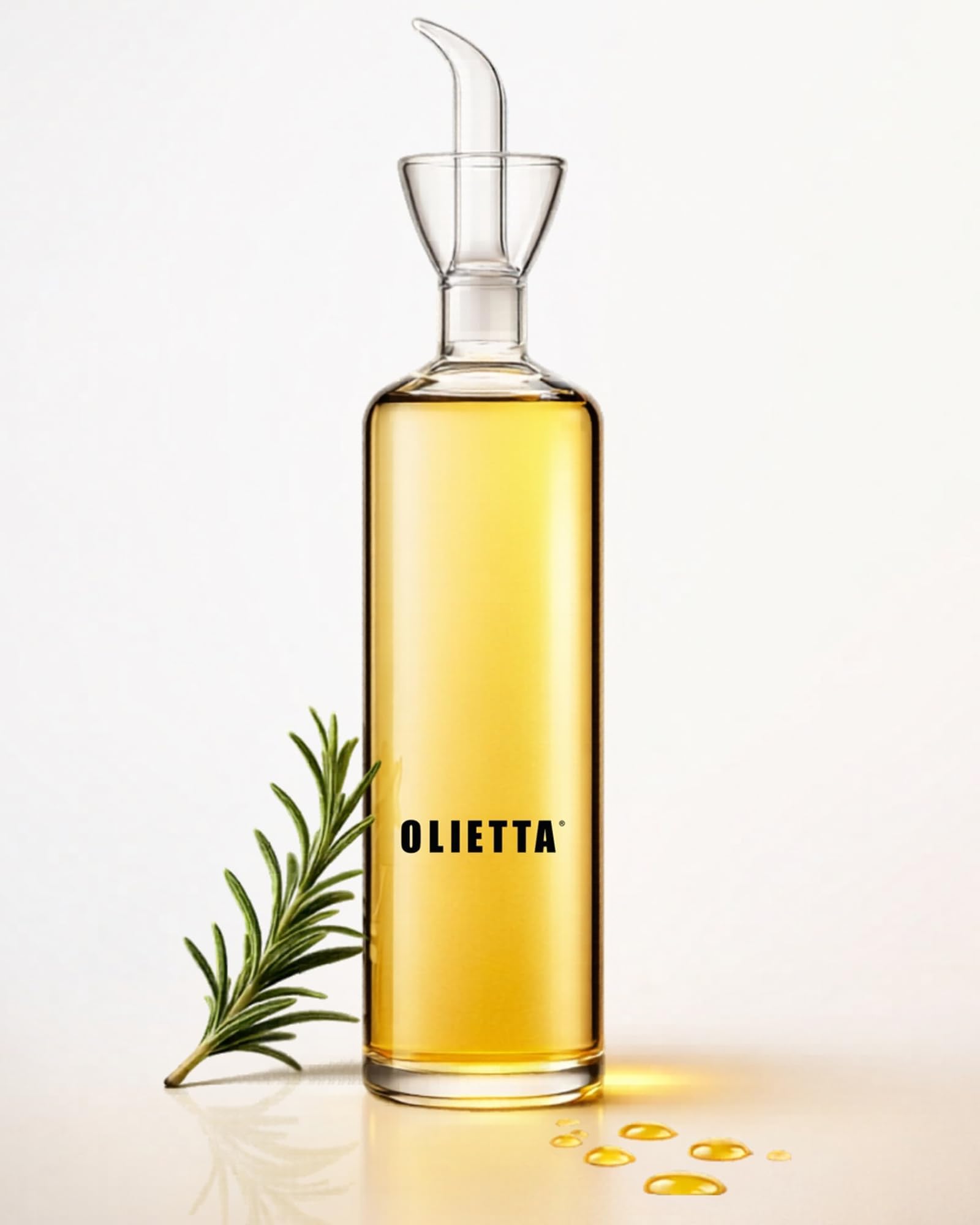 Olietta Olive Oil Dispenser Bottle Borosilicate Glass - Non Drip Oil Dispenser for Kitchen, Leak Proof Vinegar Drizzler Cruet, Easy Clean, 17 Ounces, Modern
