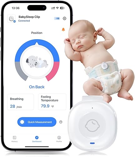 Babytone Monitor inteligente para bebés monitores de respiración para bebés con alarmas de vuelco y sobrecalentamiento, batería de larga duración,