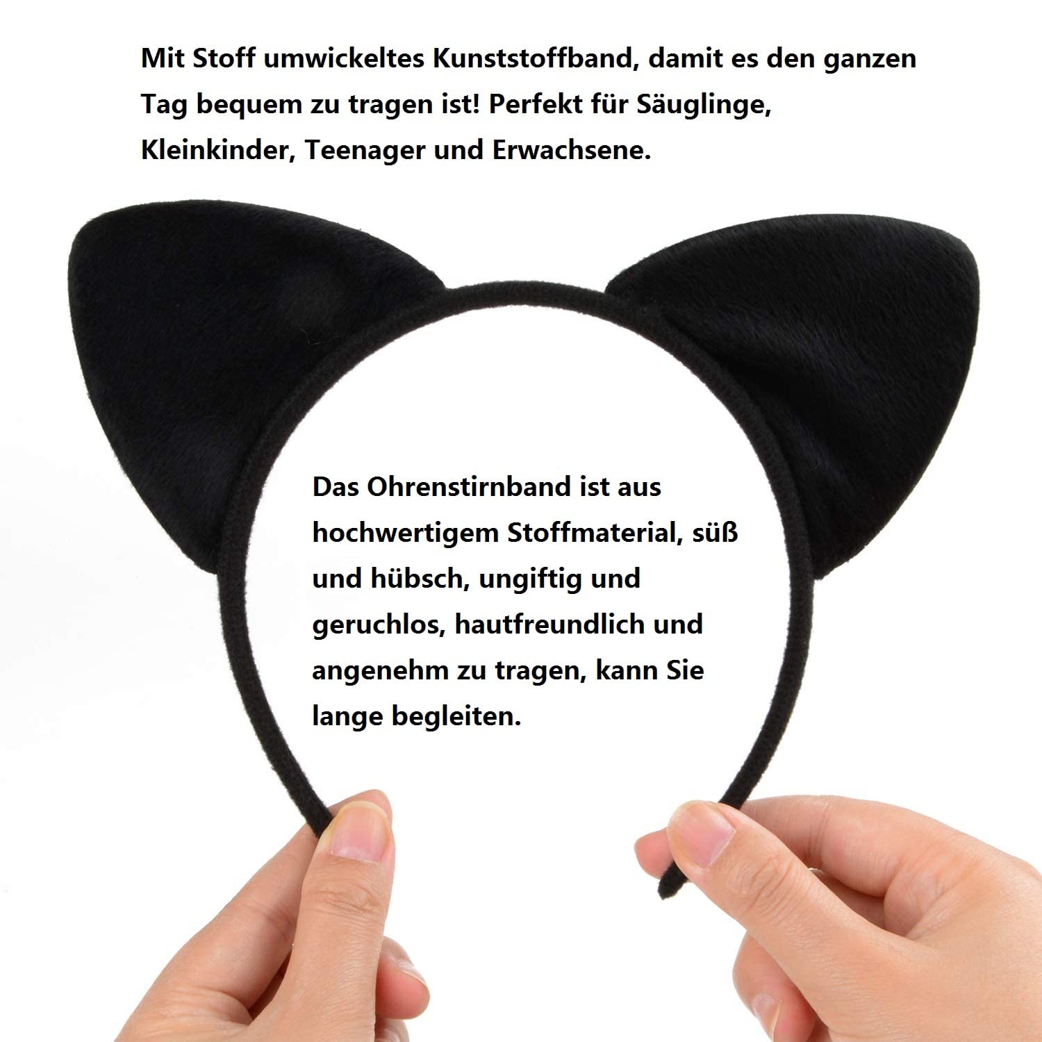 KOMUNJ Cat Ears Headband, Cat Hair Bands, Hair Accessories, for Girls Women, Costume, Party Decoration (Black) - Image 3