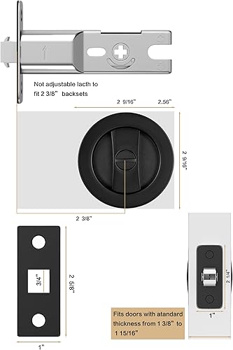 Miniatura 5 de Lethato Herrajes para puerta de bolsillo, cerradura de puerta de bolsillo, cerradura de puerta de bolsillo, cerradura de privacidad contemporánea de