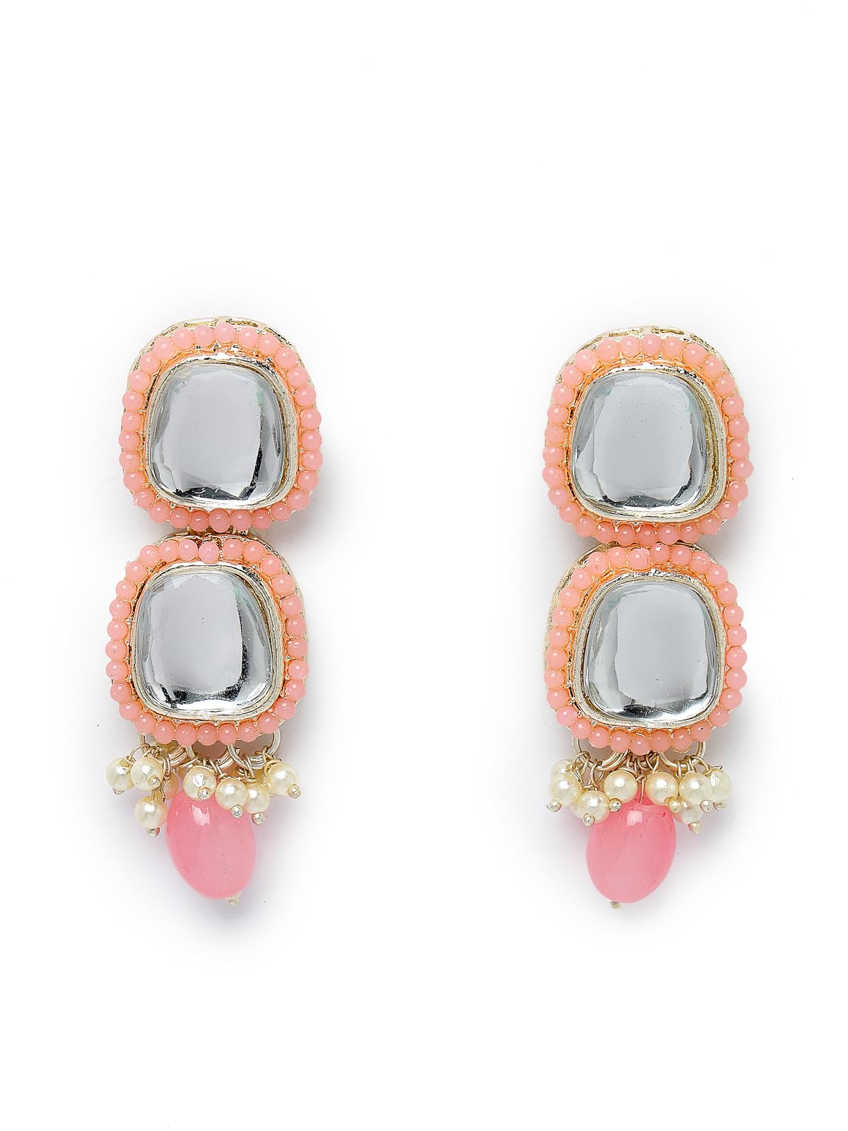 Kundan Studded Collar Bone Necklace Set With Earrings
