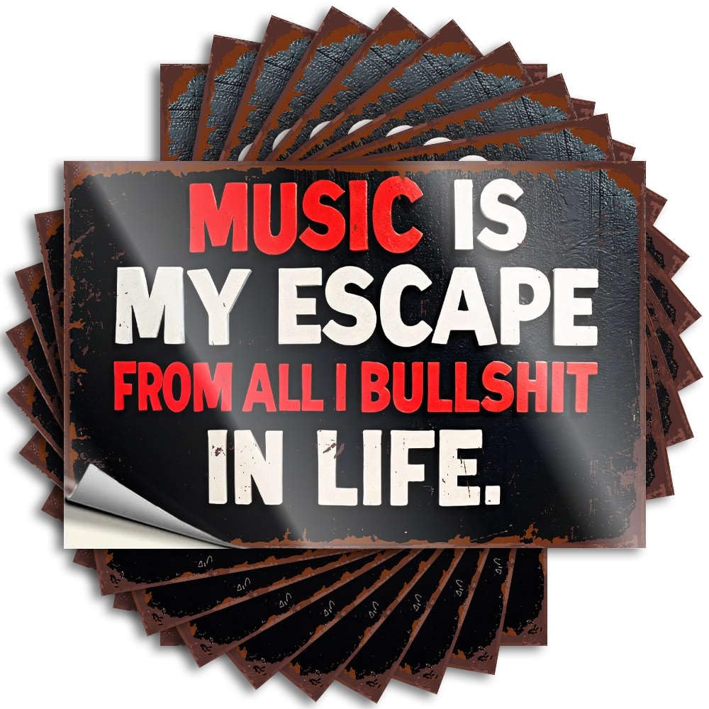 Saying - Bookish Water Music is My Escape from All I Bullshit in Life. for Birthday Retro Decor(12X18CM)