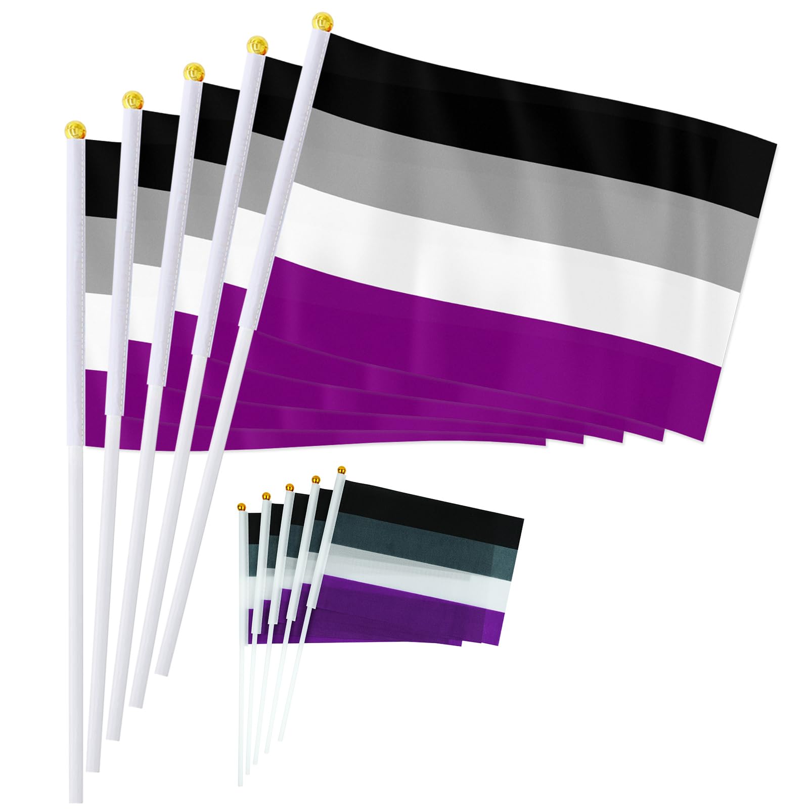 PTEROSAUR 50 Pack Asexual Pride Handheld Flag, 5.5x8.2 Inch Small Hand Held Asexual Flag for Pride Month Celebration Decoration