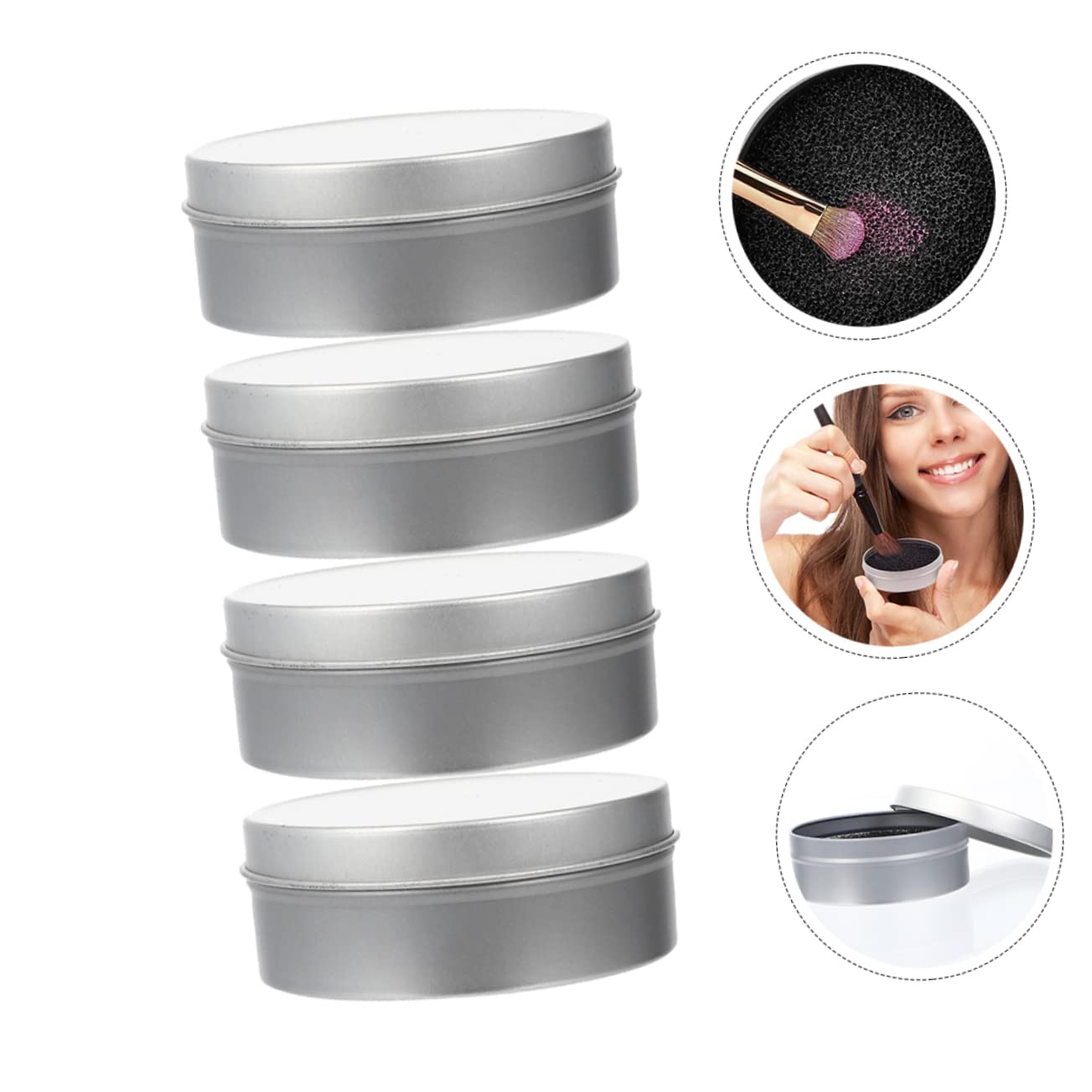4sets Practical Makeup Brush Cleaner Box Makeup Brushes Easy to Carry Reusable