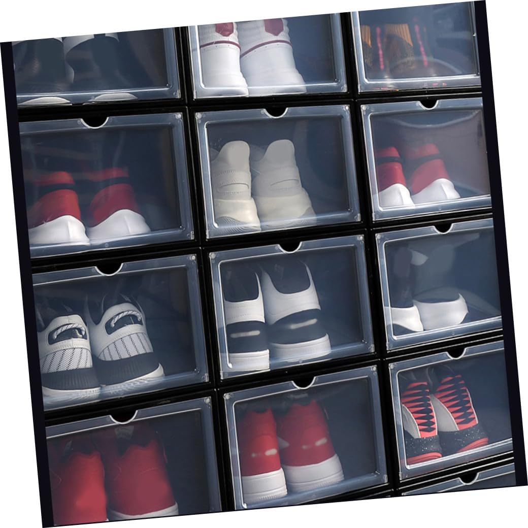 Alipis Thick Plastic Folding Clamshell Magnetic Basketball Shoe Box Sturdy Storage Box for Entryway