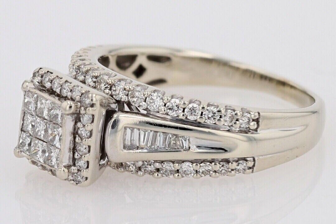 Ssjewel 2.50 Ct Princess Cut Diamond Beautiful Cluster Engagement Ring For Women 14K White Gold Plated Wedding Ring 925 Sterling Silver Anniversary Ring Handmade Women Jewelry Ring Gift For Her
