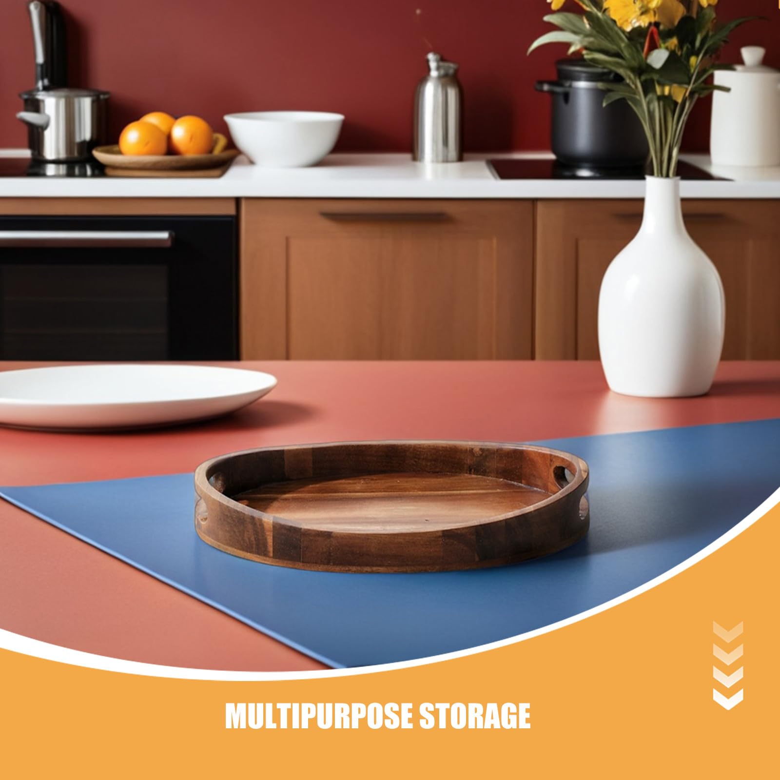 DOITOOL Bandeja de Madera: Bandeja de Madera Natural con Asas para Servir, Resistente al Calor, Organizador de Aperitivos y Frutas para Mesa de Centro, encimera de Cocina, decoración de Sala de