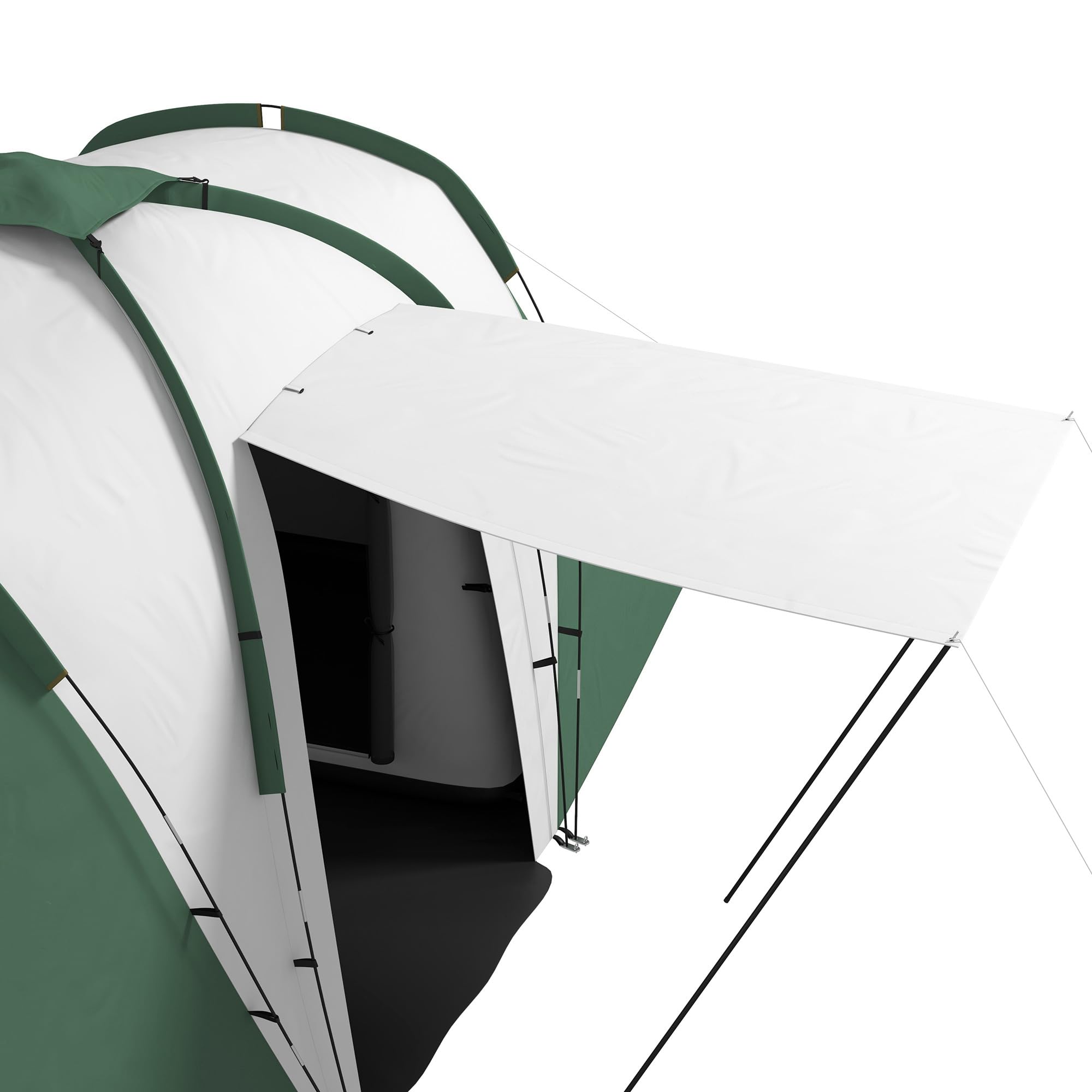 Outsunny Tente Tunnel Tente de Camping familiale 4-6 pers. légère ventilée Facile à Monter - 2 Grandes Portes 5,55 x 2,25 x 1,9 m Fibre Verre Polyester, Gris et Vert