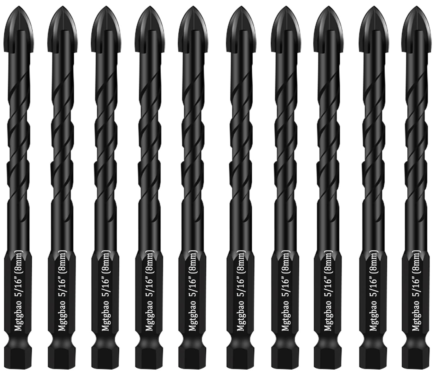 Masonry Drill Bits - 10 Pack for Tile, Brick & More -10