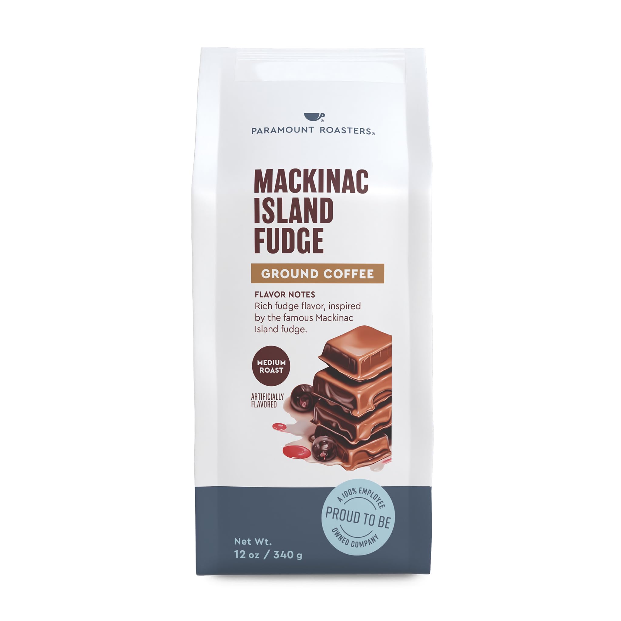 Paramount Roasters, Mackinac Island Fudge Flavored Ground Coffee, 1-12oz package medium roast, (Paramount Coffee Company)