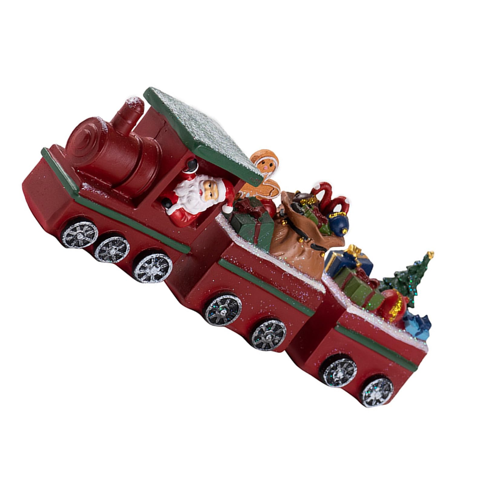 Xjdzineq Santa Figure Winter Christmas Train Display Resin Artwork Delicate Winter Highlight Ideal for Shelf Presentation Resin Christmas Train Ornament