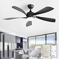 Vista 26 de Sofucor Ventilador de techo inteligente de 52", ventiladores de techo blancos para interiores/exteriores con luces y control remoto, funciona