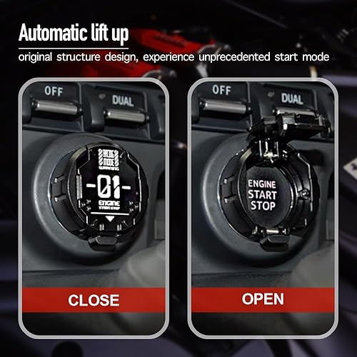 Miniatura 3 de Tybasthe Cubierta de botón de arranque, protector de metal para el botón de arranque del motor de automóvil, accesorios geniales para decoración de