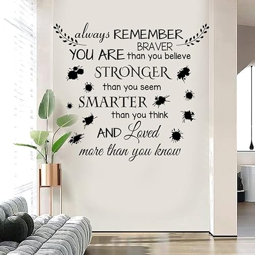 Miniatura 5 de Calcomanía de pared con texto en inglés Always Remember You are Braver (texto en inglés Always Remember You are Braver) de vinilo extraíble para