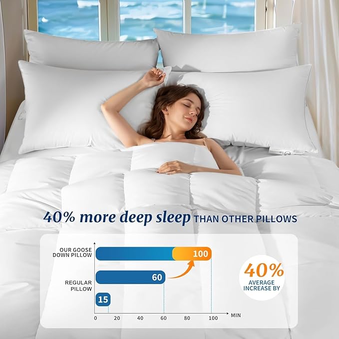 Set 2 Almohadas Pluma de Ganso Queen Algodón miniatura 3