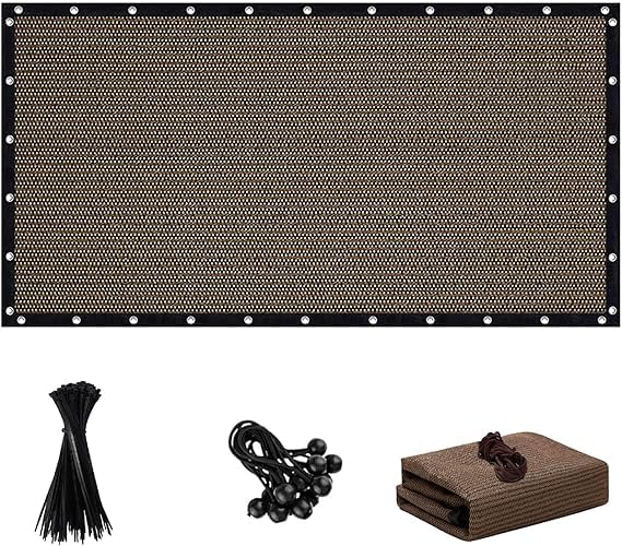 FFKQBH 90% Sun Shade Cloth with Grommets, Pergola Shade Cover Canopy, Mesh Tarp Sun Screens for Patio, Outdoor, Garden, Backyard (6' X 12')