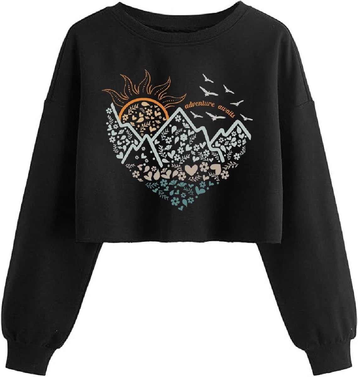 Women's Crop Sweatshirt Funny Graphic Lantern Long Sleeve Pullover Holiday Casual Tops