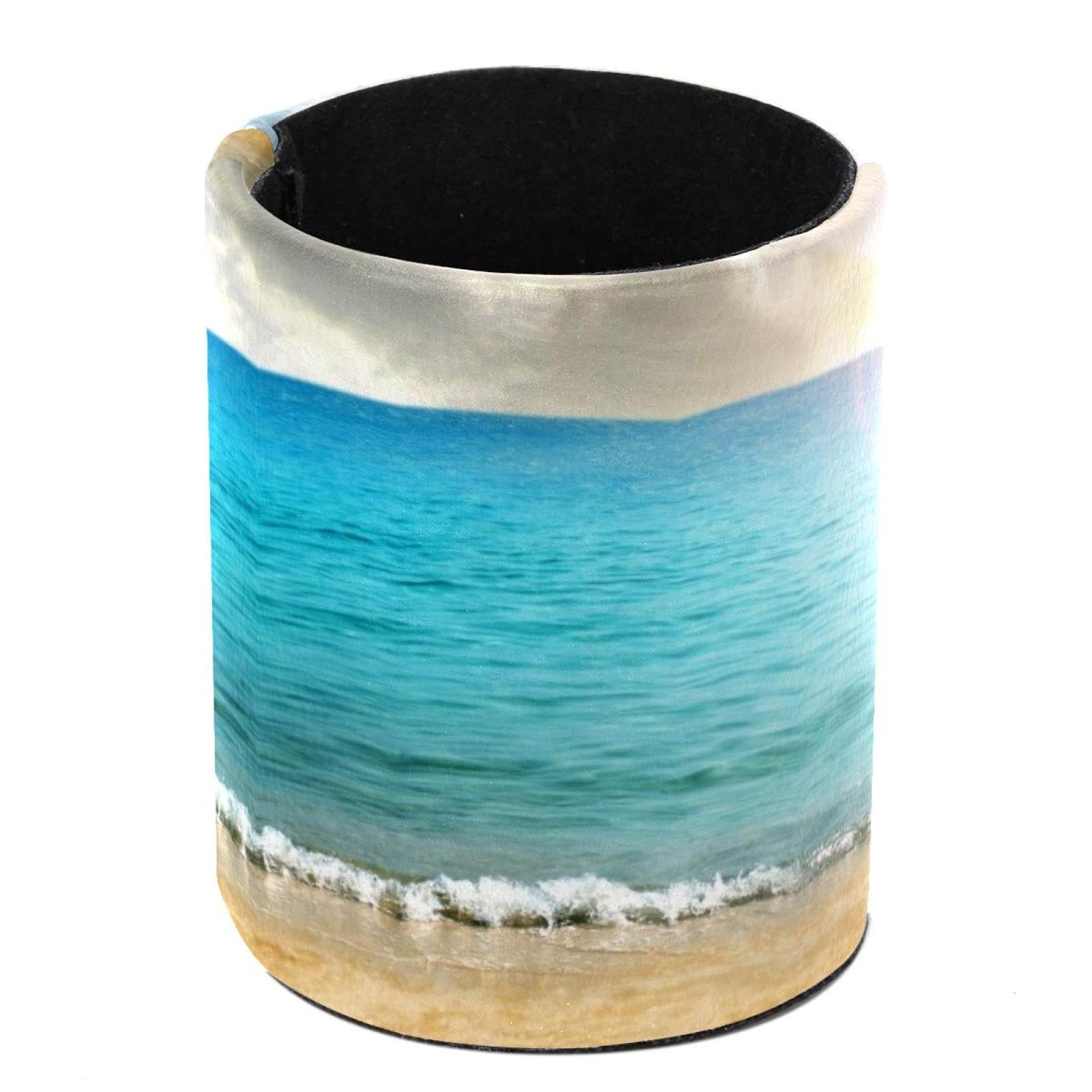 Eslifey Pen Holder Round Pencil Holder for Desk, Drawn Hearts in Beach Pen Pot Pen Cup Makeup Brushes Holder Stand Display Desk Stationery Organiser for Home Office School