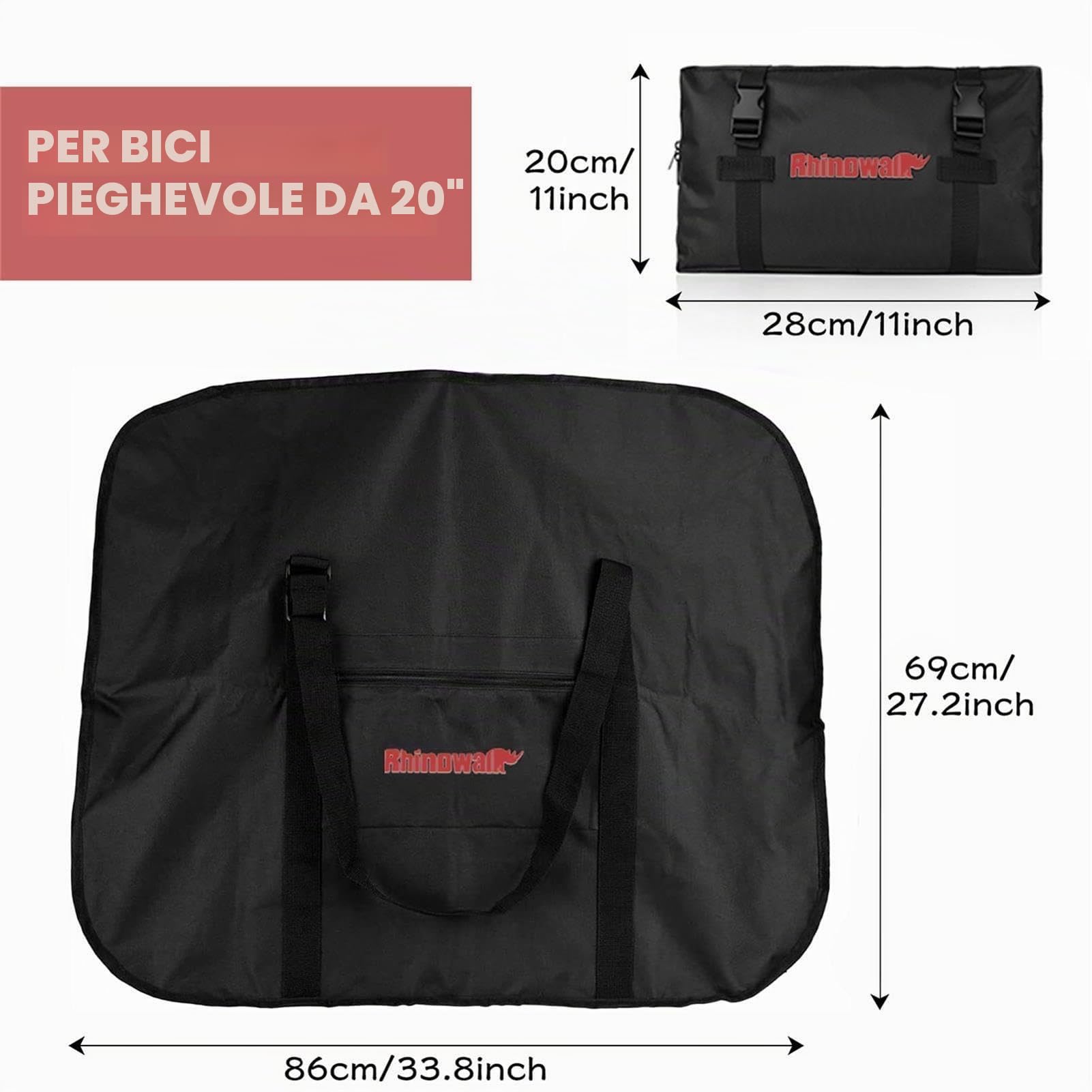 Borsa per Bicicletta Pieghevole Sacchetto di Trasporto della Bici 20 Pollici Ispessimento Impermeabile Borsone da Viaggio con una Piccola Borsa, per Viaggio in Treno in Aereo