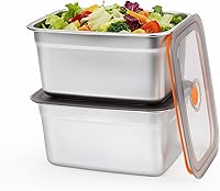 Vista 11 de 2 recipientes de acero inoxidable para almacenamiento de alimentos (33 onzas) con tapas, a prueba de fugas y herméticos, recipientes de acero
