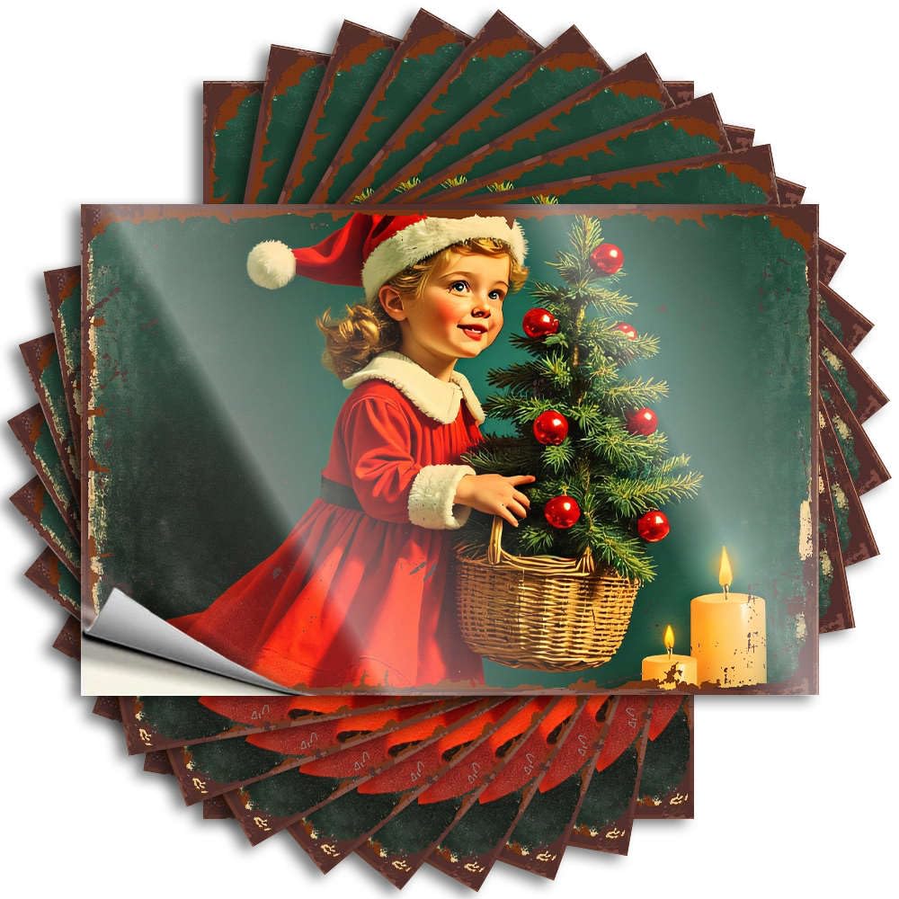 Fzfn Girls Colour Saying Tent Accessories For Inside Tiki Rock Case A Holding A Christmas Tree. - Scratch Resistant Stickers(12X18cm)