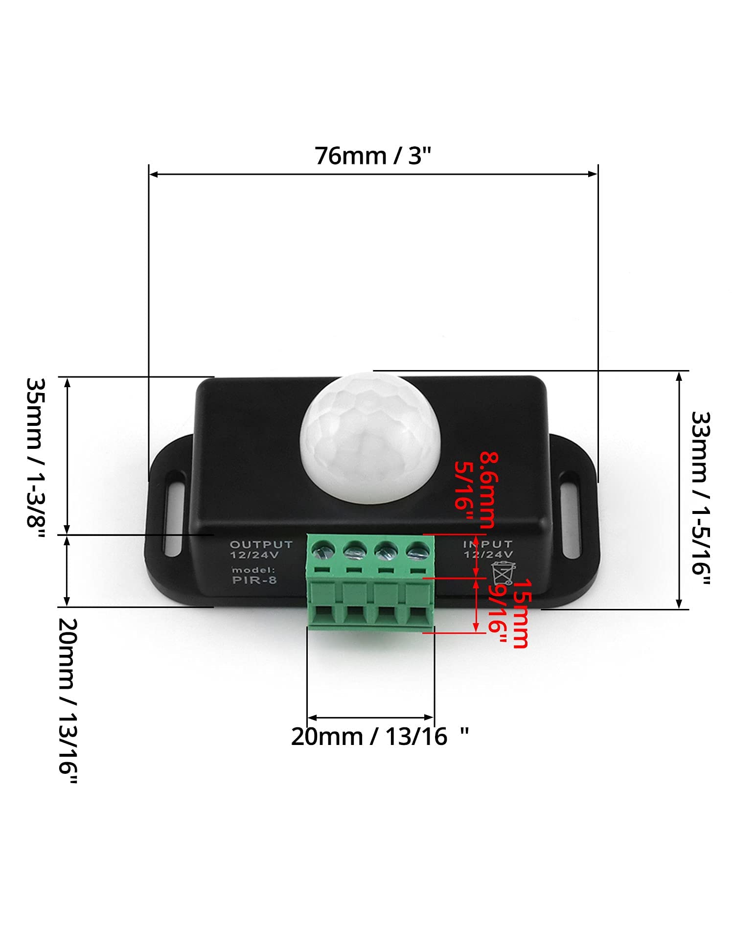 zalati PIR Motion Sensor 12V/24V Infrared LED Dimmer Switch Motion Function Automatic Controller for LED Strips Lights - White - Image 4