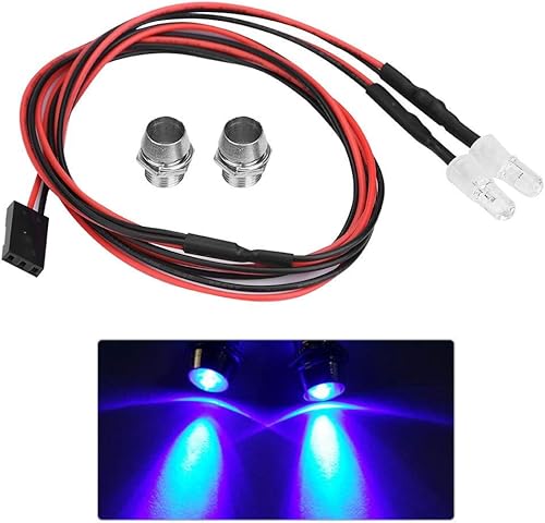Luces LED RC, faros delanteros de 0.197 in, accesorios de luces LED para vehículo de automóvil de deriva modelo 1/10 (luz azul)