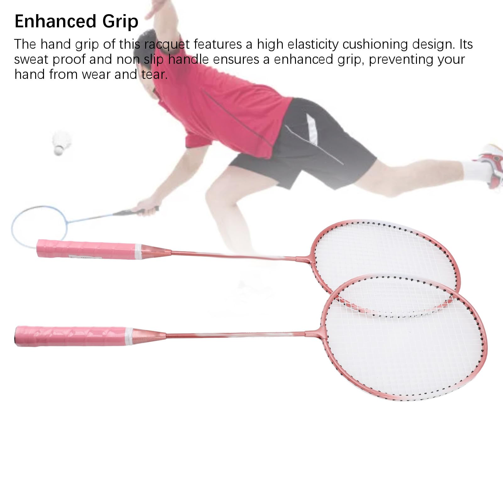 Set di Racchette per Badminton Professionale, Racchetta Sportiva in Lega di Ferro con Impugnatura Elastica, Leggera per i Principianti per Bambini Adulti