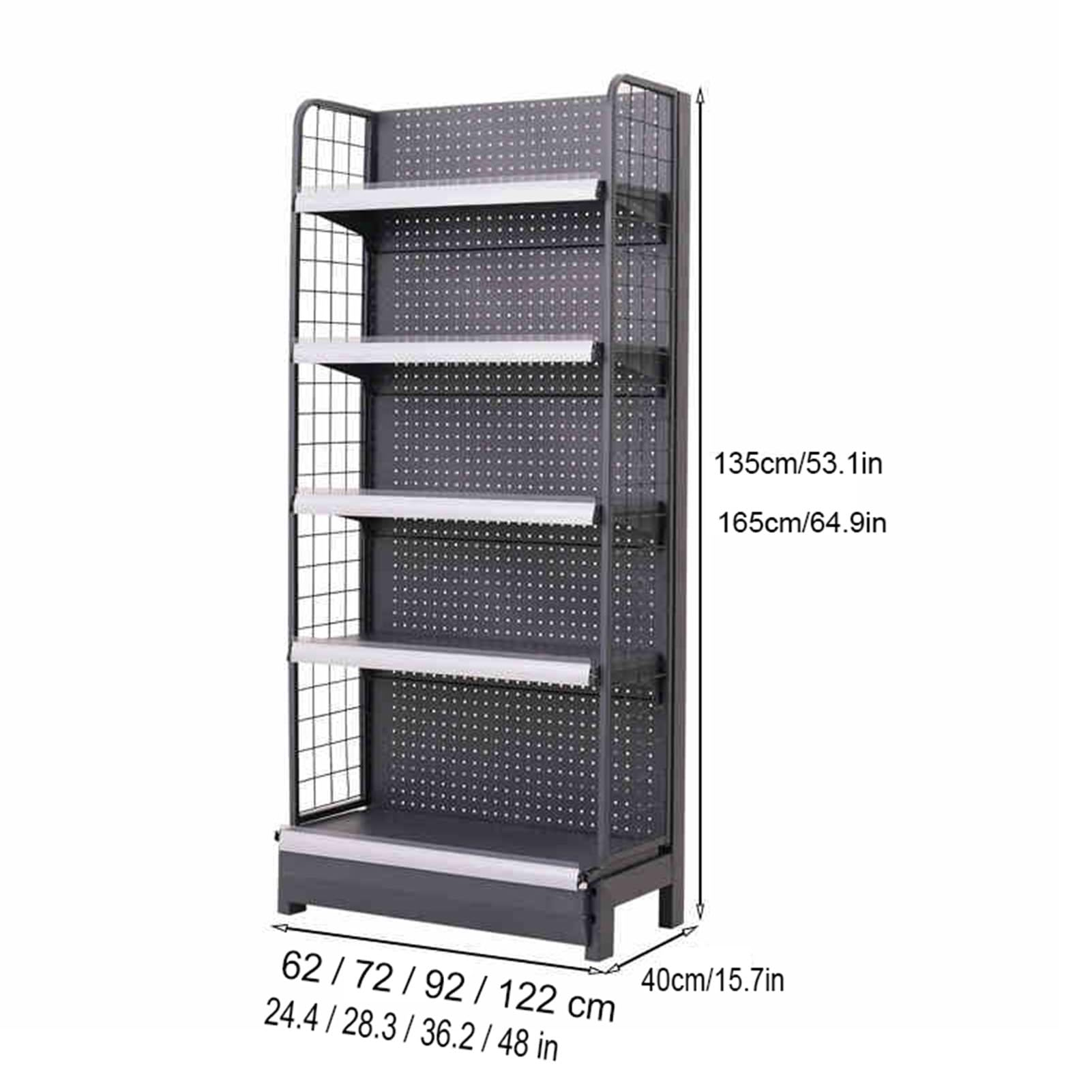 JevLoN 5 Tier Retail Supermarket Shelves, Wall Display Rack, Commercial Convenience Combination Shelves, Suitable for Retail Convenience Grocery Office Supply Or Liquor Stores(122x40x135cm)