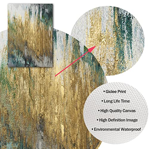 Abstract Green And Gold Canvas Wall Art Abstract Canvas Painting For Living Room Green Modern Art Prints Gray Green Gold Abstract Artwork Abstract Gold Foil Painting For Bedroom Decor 16X24In No Frame #TOP5