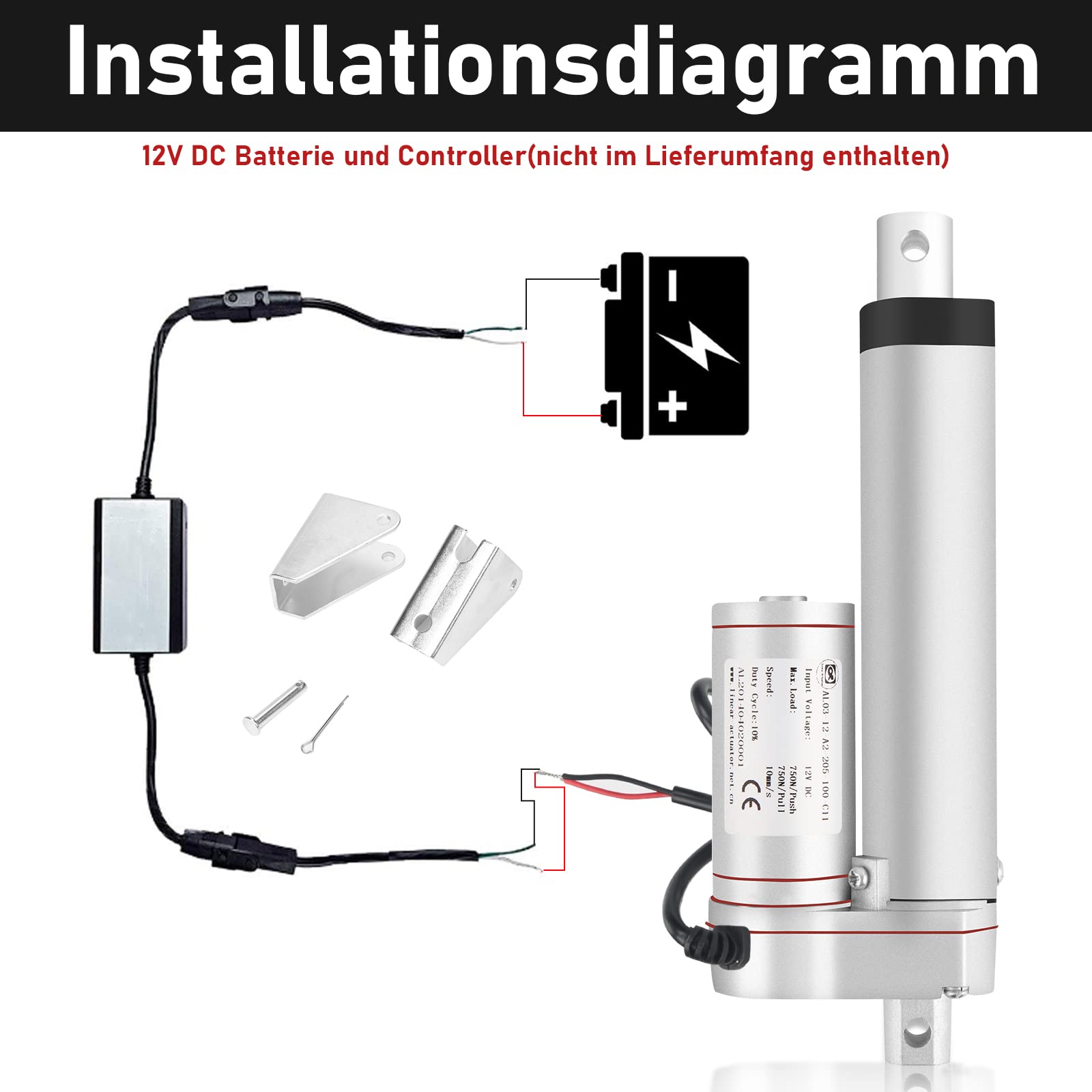 FTVOGUE - Attuatore Lineare Per Sollevaento, Otore Elettrico, DC Push - Foto 2