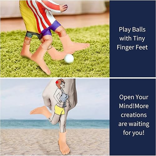 Miniatura 5 de Operitacx Pies pequeños para dedos de marionetas, 6 pares de zapatos de dedo divertidos, realistas, pies pequeños izquierdos y derechos para