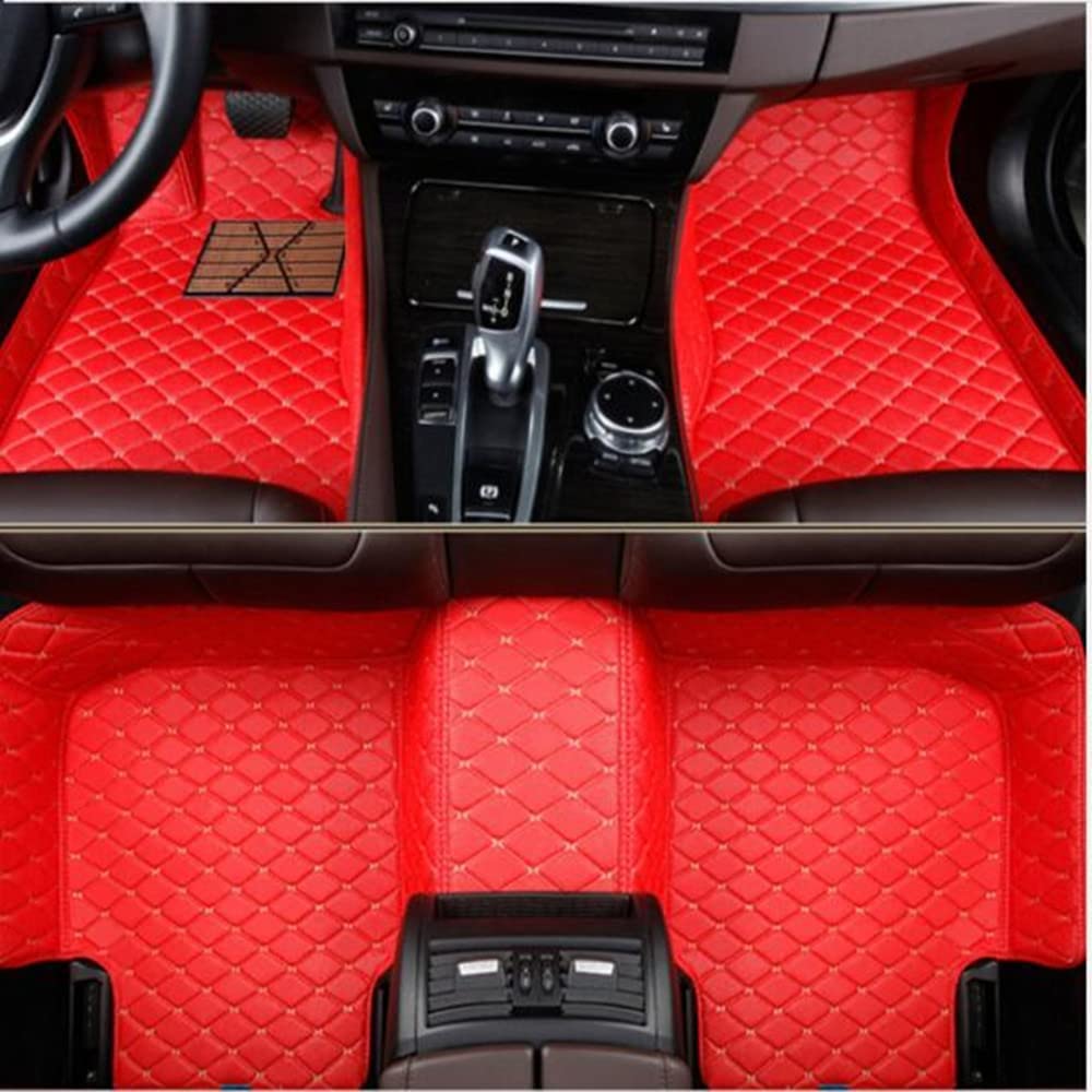 Custom Making Car Floor Mats Compatible with Audi BMW Mercedes-Benz Toyota Lexus Honda Infiniti Nissan Hyundai Kia All Models 2005-2023 (Red Beige)