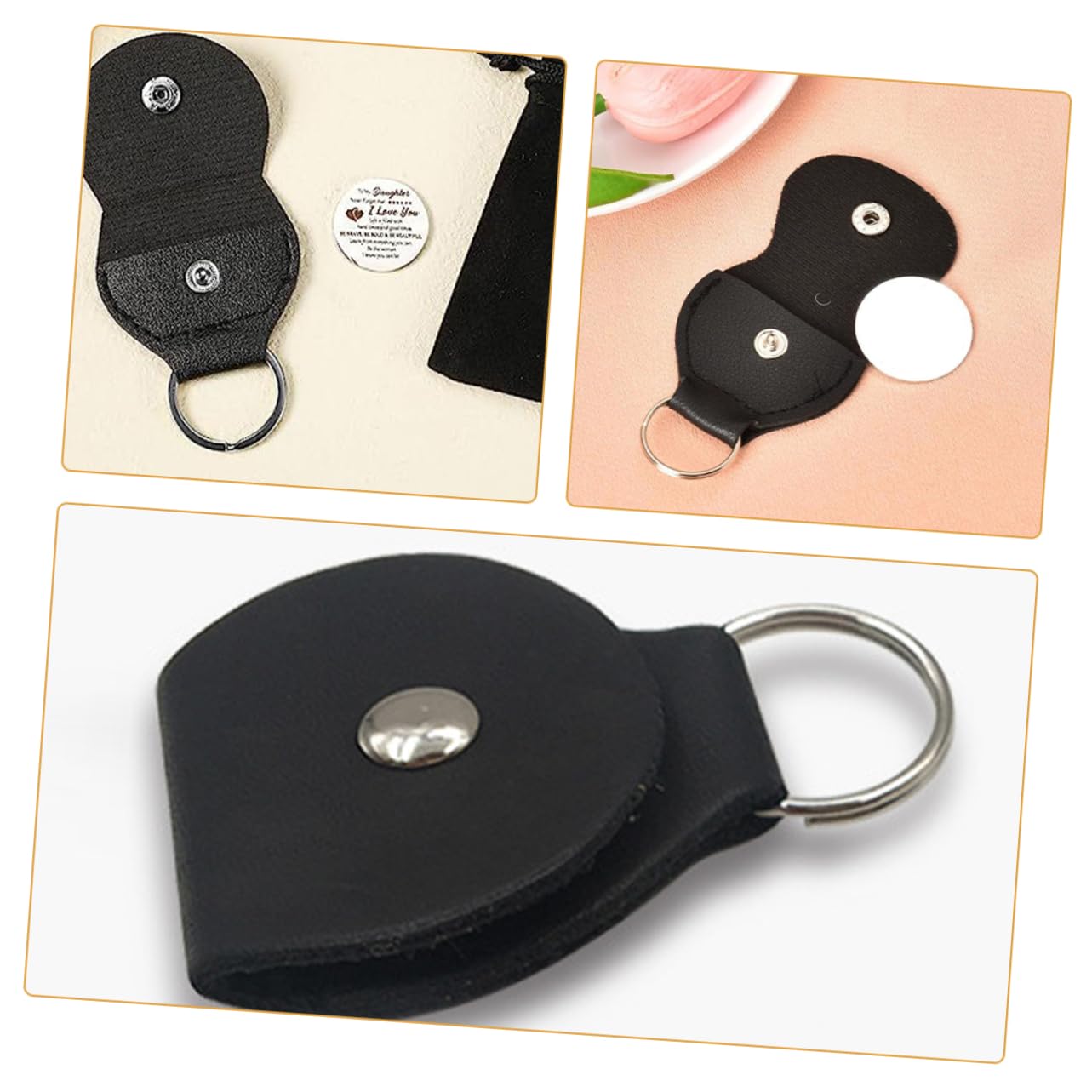 NULYLU Guitar Pick Holder on Guitar 6 Pcs Portable Pick Case Keychain Leather Pouch for Storage