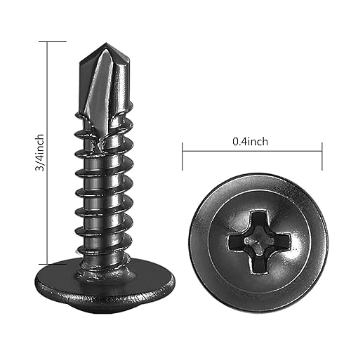 Miniatura 2 de (300 unidades) #8 × 34 pulgadas para tornillos autorroscantes de chapa 410 cabeza de armadura de acero inoxidable negro de alta resistencia roscado