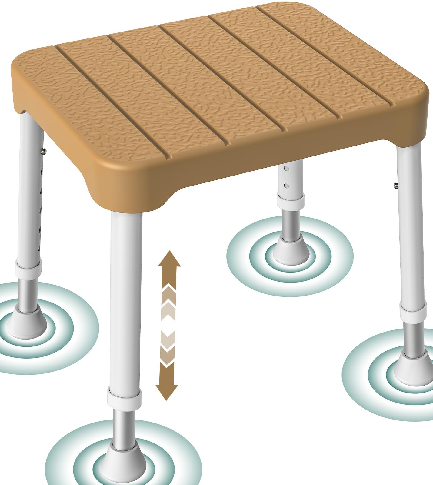 Taburete de Ducha Ligero, soporta 160 kg, Antideslizante, portátil, para Personas Mayores, marrón