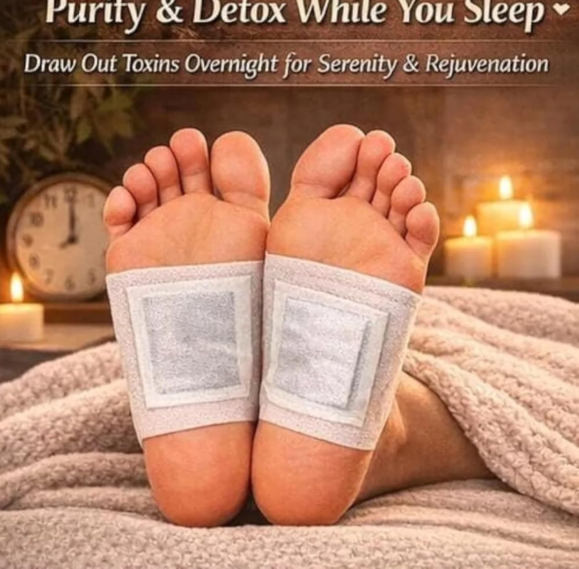 Herbal Detox Foot Pads with Bamboo Vinegar, Pack of 30