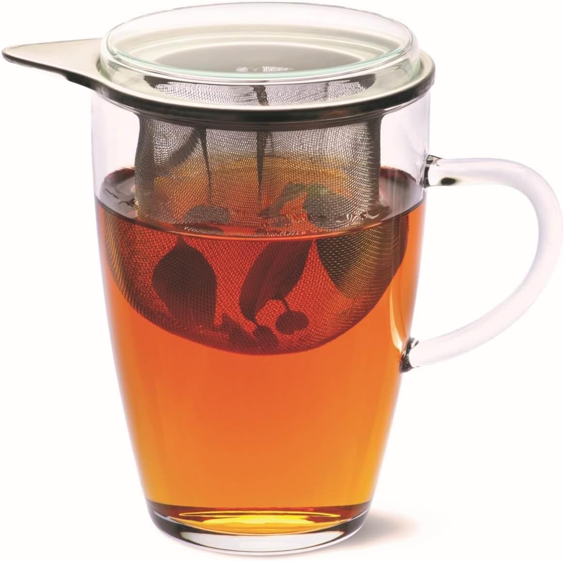Simax Glassware Lyra Tea Cup/Glass with Strainer, 12-Ounce, 12 Ounce, Clear