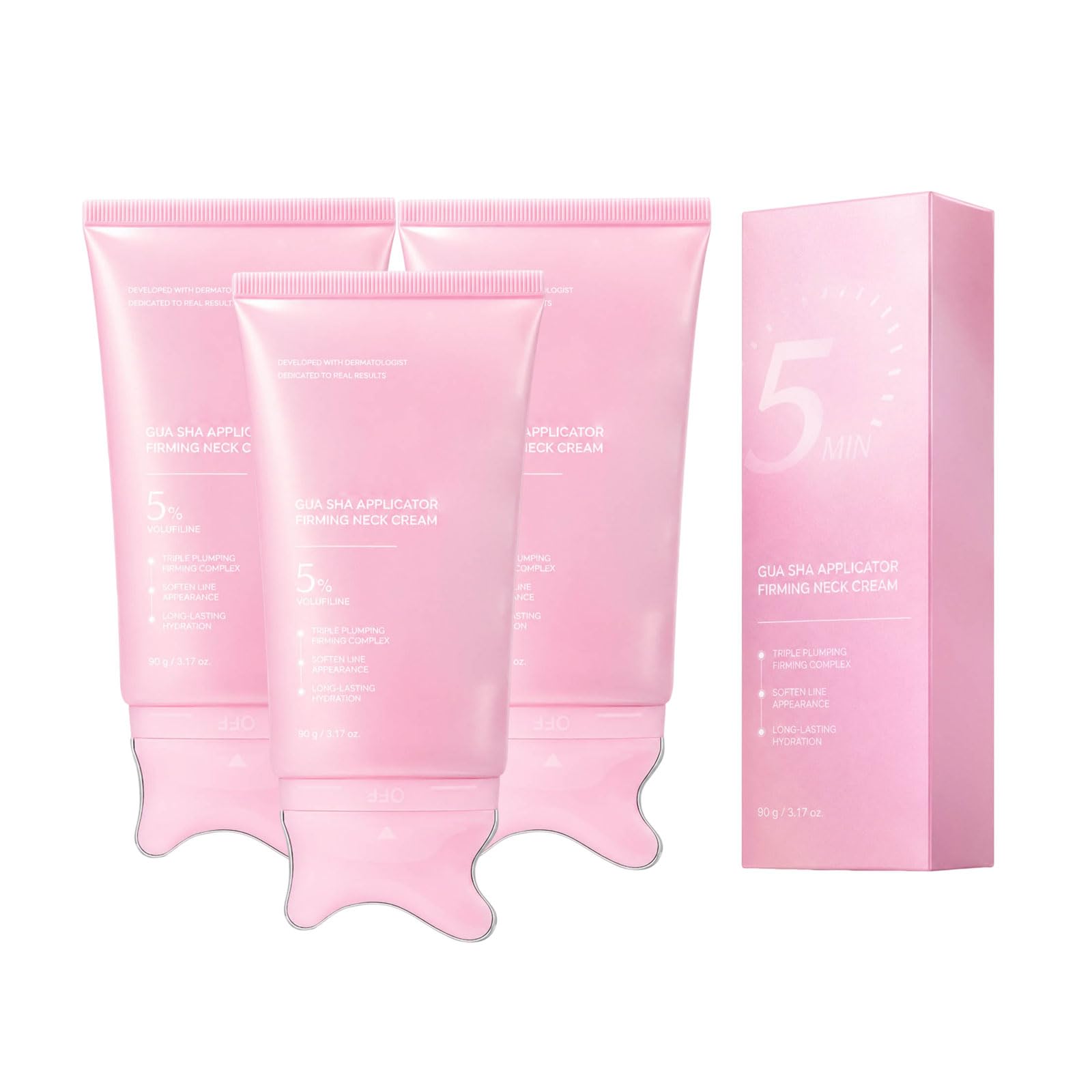 Collagen Gua Sha Cream for Neck Wrinkles, Gua Sha Massager, Collagen Refining Neck Massager, Firming, Contour Care Against Fine Lines, Chin, Neck, Cleavage, Korean Skin Care